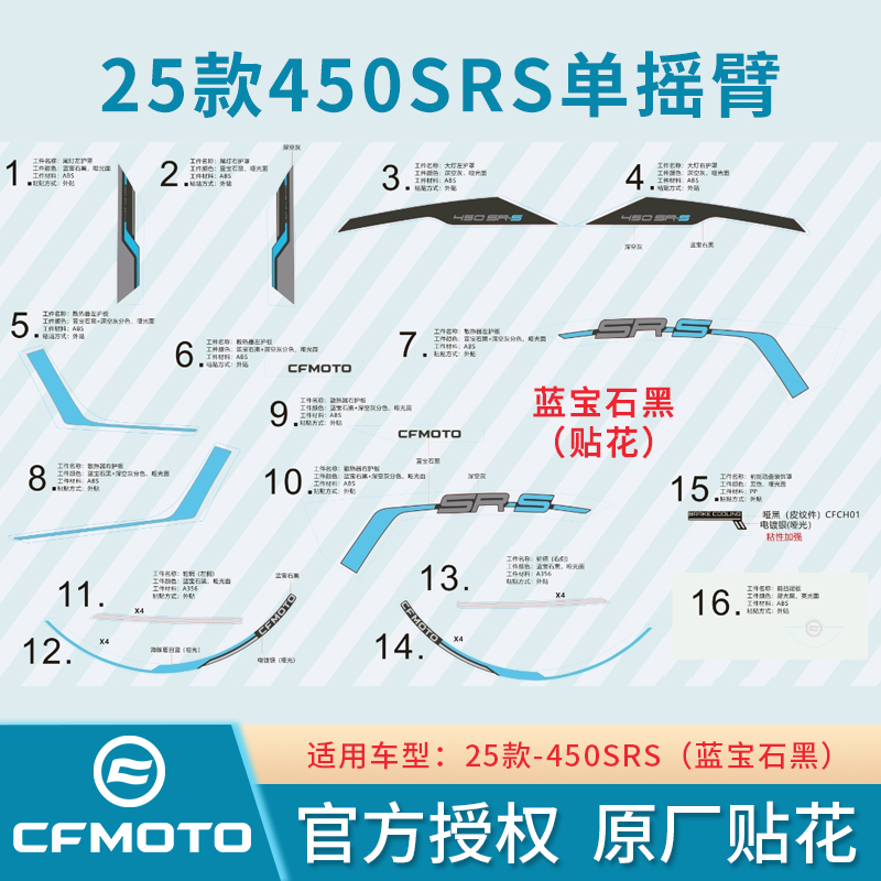 春风原厂25款450SRS黑色车贴花