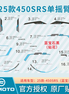 春风原厂 25款450SRS贴花贴纸单摇臂左右护板拉花版画黑蓝色车贴
