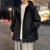 2026春秋季 青少年连帽外套男孩初高中学生夹克大童宽松冲锋衣男装