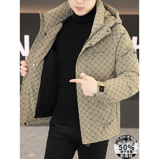 潮牌连帽羽绒服男2025冬季新款加厚保暖外套高级感保暖鸭绒防寒服