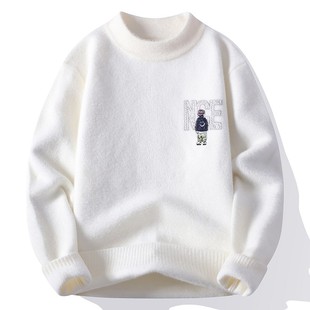 毛衣男秋冬款青少年慵懒线衣内搭针织衫中学生水貂绒加厚保暖衣潮