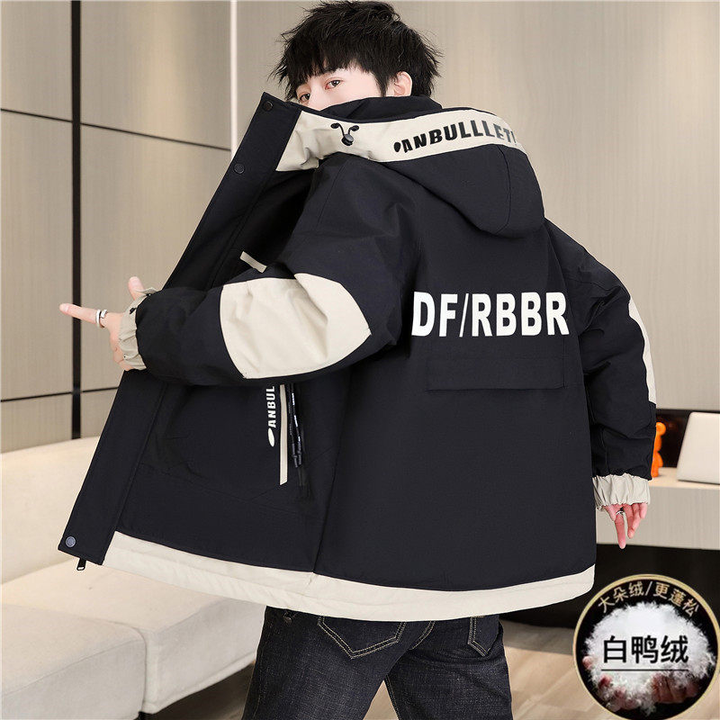 2025新款冬季青少年加厚羽绒服男初中高中学生冲锋衣外套大童冬装