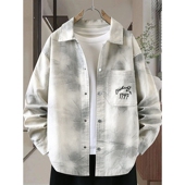 扎染衬衣外套青少年春秋季 男2026时尚 潮流帅气夹克 衬衫 设计感长袖