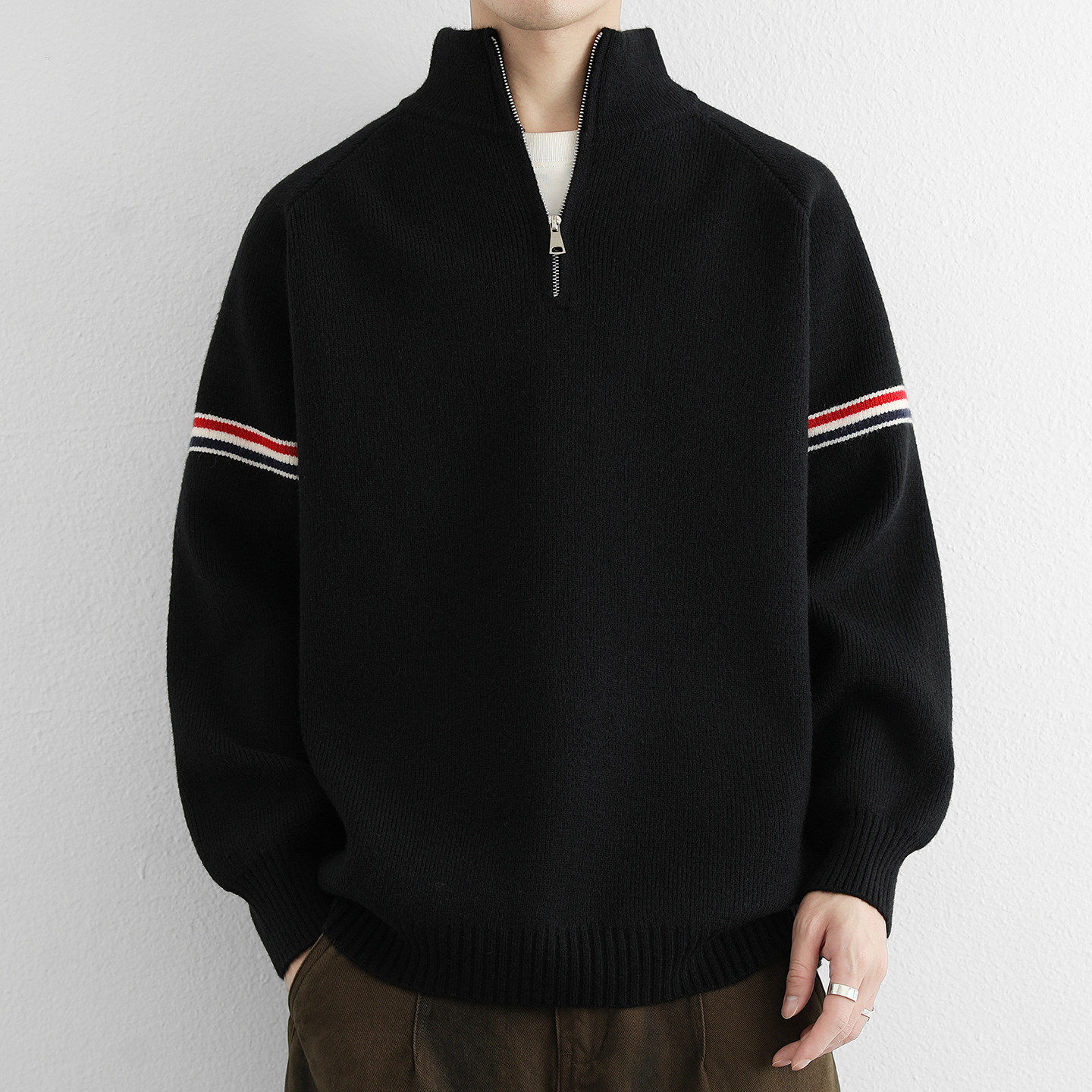 半拉链高领毛衣男款秋冬季2025新款中领厚针织衫男士宽松立领外套,运动服/休闲服装,跑步套装,淘宝优惠券,粉丝福利购,淘宝优惠卷