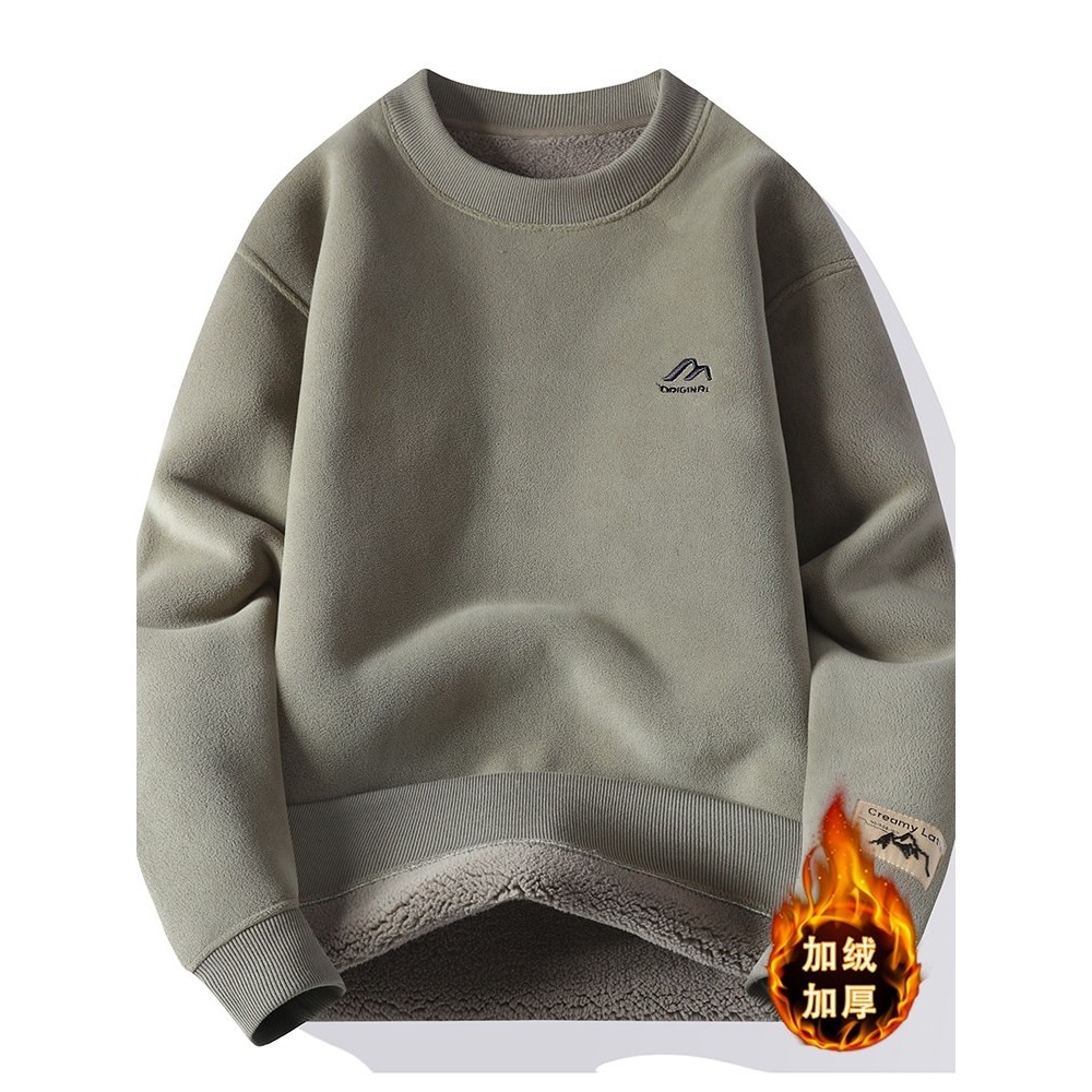 加绒加厚羊驼绒卫衣男冬季圆领保暖防寒青少年衣服2025新款打底衫,运动服/休闲服装,跑步套装,淘宝优惠券,粉丝福利购,淘宝优惠卷