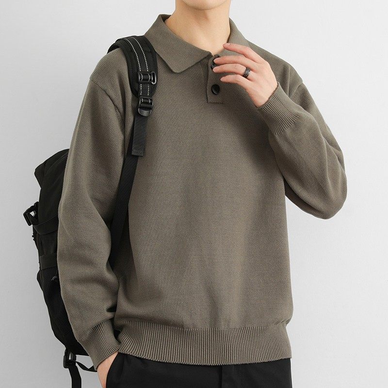 纯棉高端针织衫polo衫男美式复古翻领秋冬季宽松套头厚款保暖毛衣,运动服/休闲服装,跑步套装,淘宝优惠券,粉丝福利购,淘宝优惠卷
