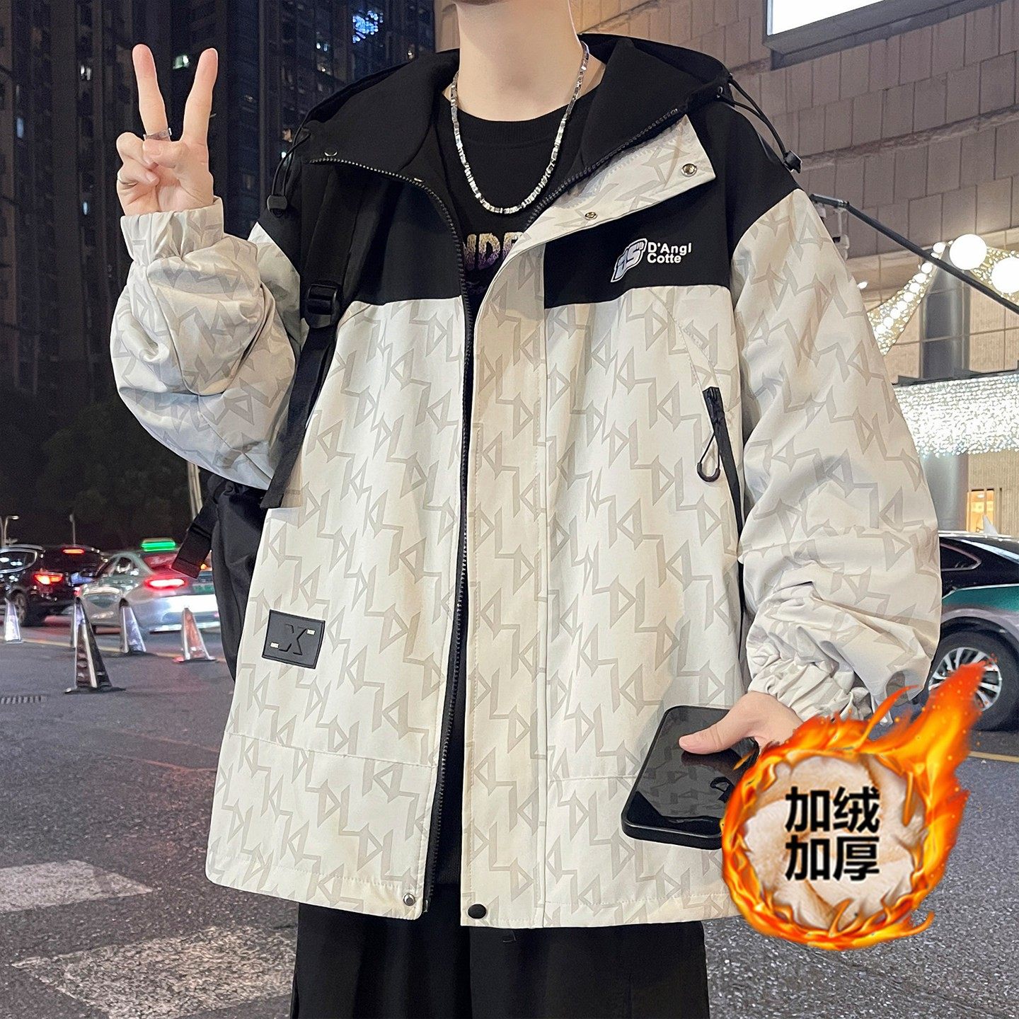 秋冬季青少年冲锋衣外套男高中初中学生加绒加厚大童男装夹克棉服,运动服/休闲服装,跑步套装,淘宝优惠券,粉丝福利购,淘宝优惠卷