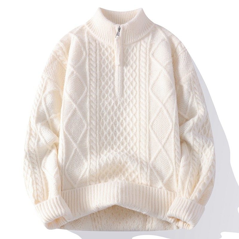 提花半拉链毛衣男士秋冬季宽松保暖加厚毛线衣2025新款立领针织衫,运动服/休闲服装,跑步套装,淘宝优惠券,粉丝福利购,淘宝优惠卷