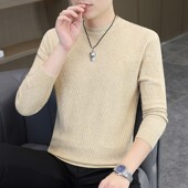 男秋冬季 长袖 薄款 秋衣纯色线衣圆领春装 t恤毛衣 潮流打底衫 针织衫