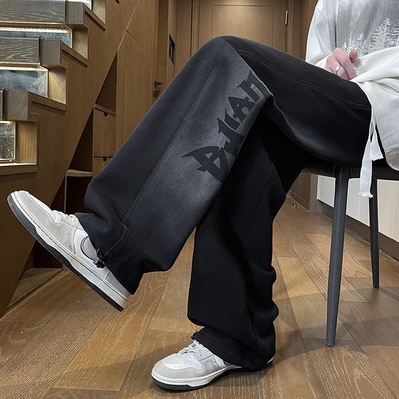 春秋款裤子男孩初中高中学生直筒休闲长裤青少年大童男装运动卫裤