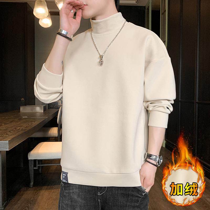 半高领卫衣男秋冬季摇粒绒长袖加厚保暖双面绒男款中领内搭打底衫