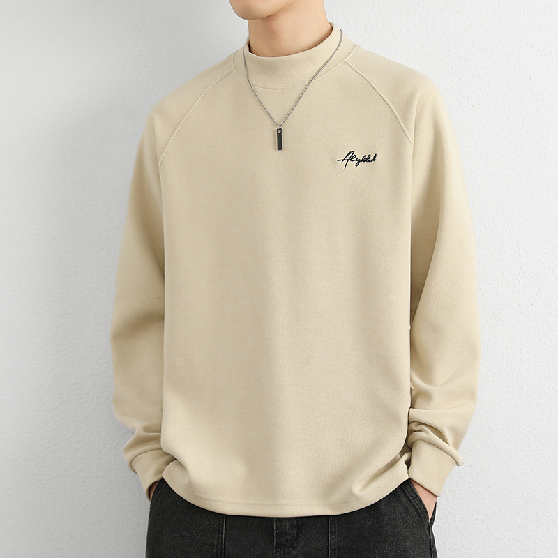 半高领卫衣男士秋冬季双面德绒内搭打底衫男装加厚保暖秋衣上衣服