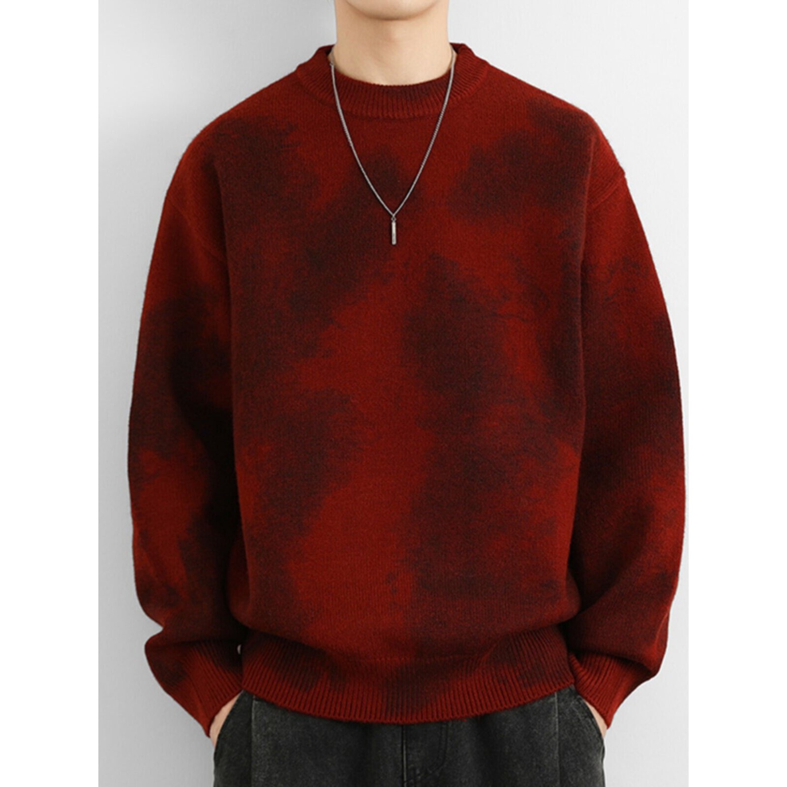 高端红色毛衣男高级感秋冬季本命年男士加厚保暖慵懒风打底针织衫