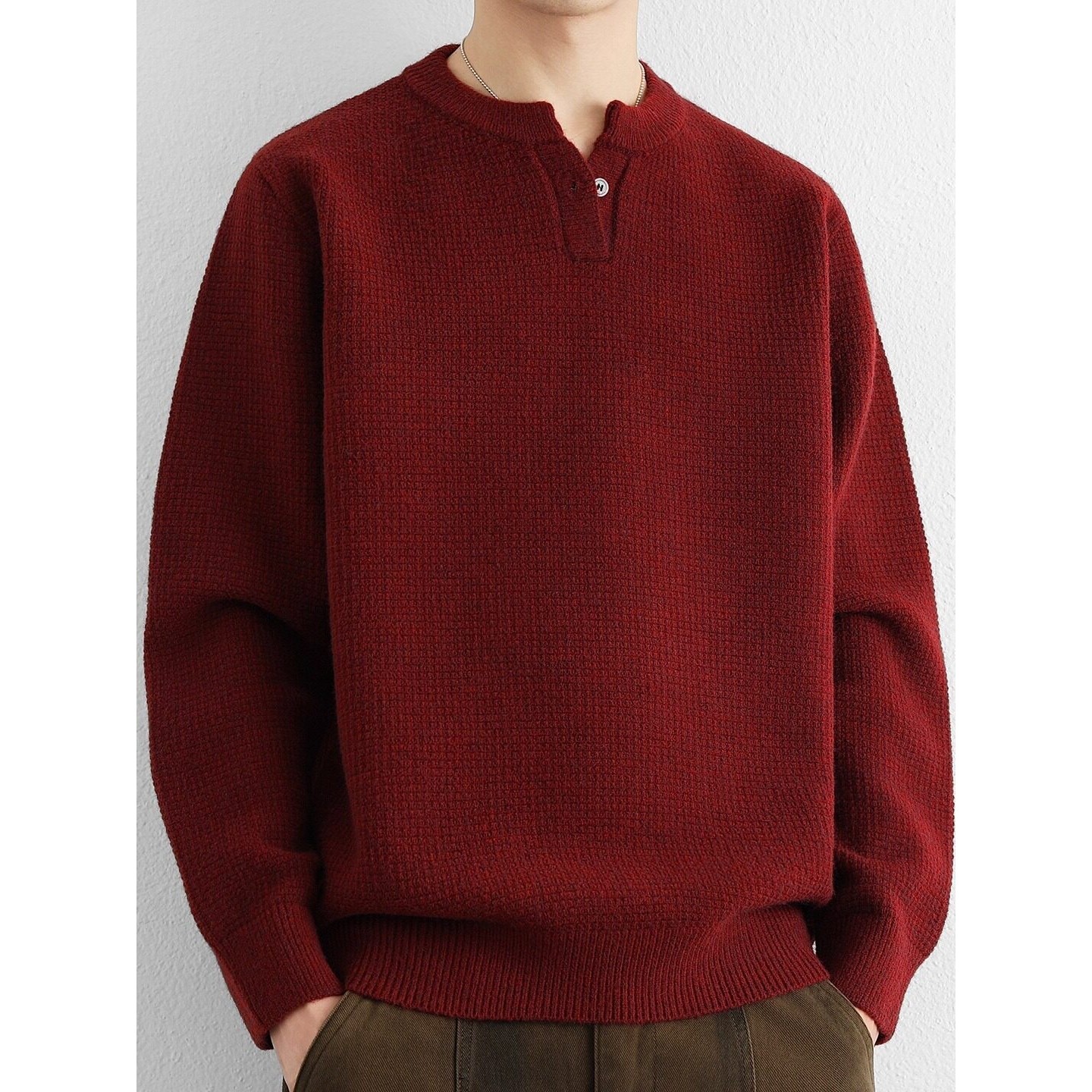 大红色毛衣男士秋冬季v领本命马年美式宽松慵懒风加厚打底针织衫,运动服/休闲服装,跑步套装,淘宝优惠券,粉丝福利购,淘宝优惠卷