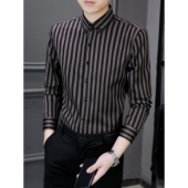 2026春秋季 男士 新款 韩版 商务休闲条纹衬衣男 长袖 潮流免烫寸衫 衬衫