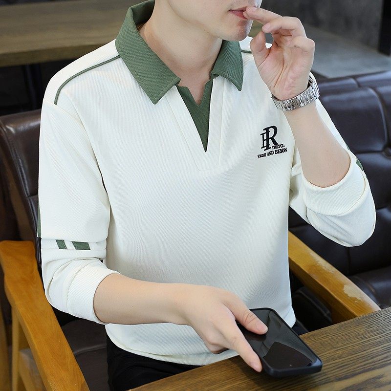 高级感卫衣男春秋季衬衫领加绒加厚打底衫男士秋冬假两件上衣秋装