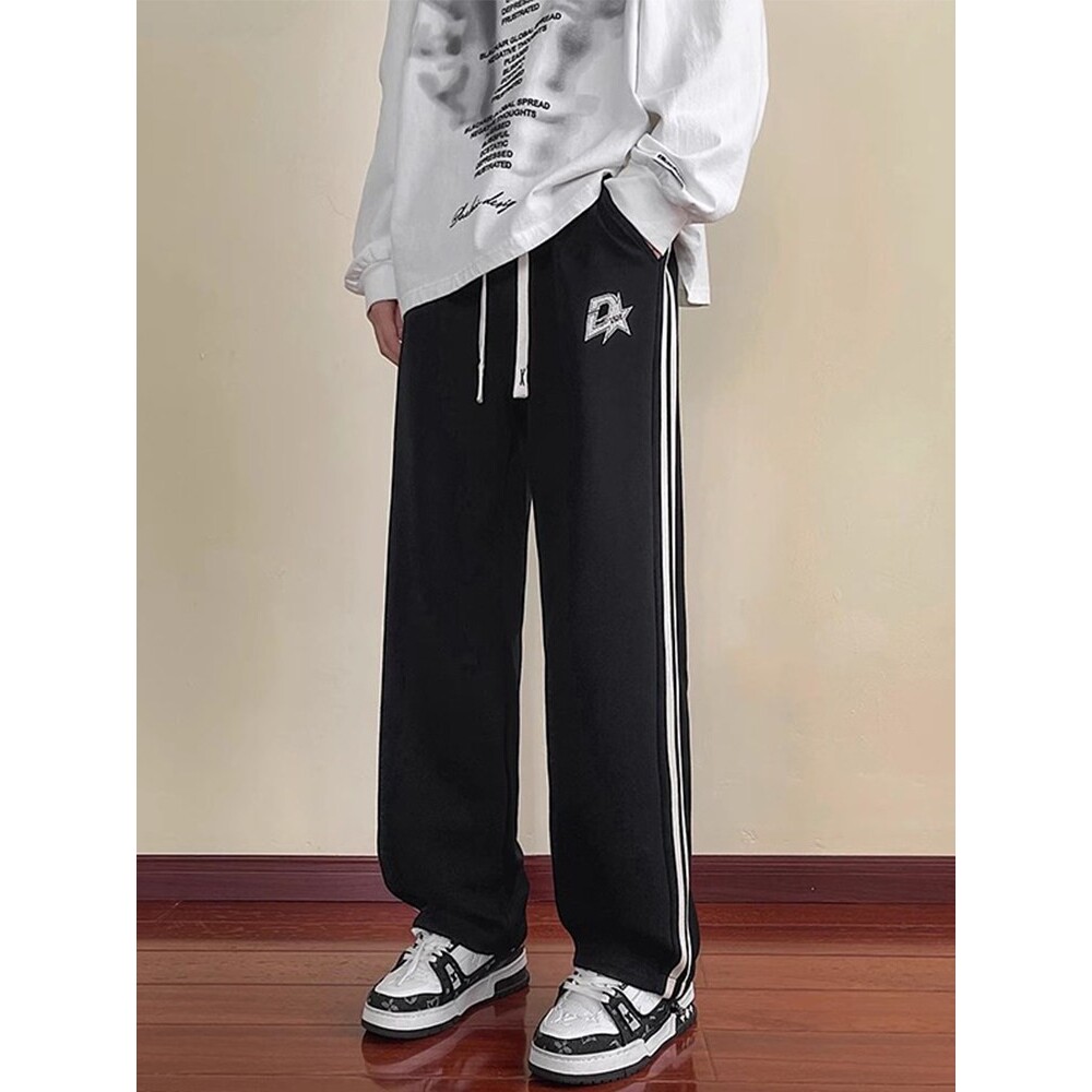 秋冬季青少年男裤子2025新款潮牌高中初中学生宽松加绒加厚运动裤