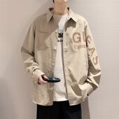 印花痞帅防晒衣青少年衬衣 外套2026潮牌宽松休闲春夏季 衬衫 男长袖