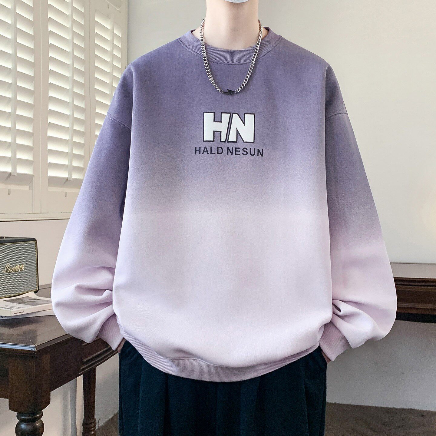 春秋季长袖卫衣男孩高中初中学生潮流帅气青少年大童男装圆领上衣