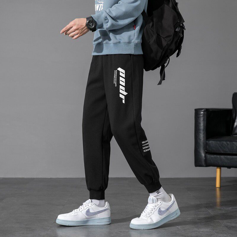 春秋青少年男孩运动休闲裤初中学生大童纯棉束脚卫裤加绒加厚冬装