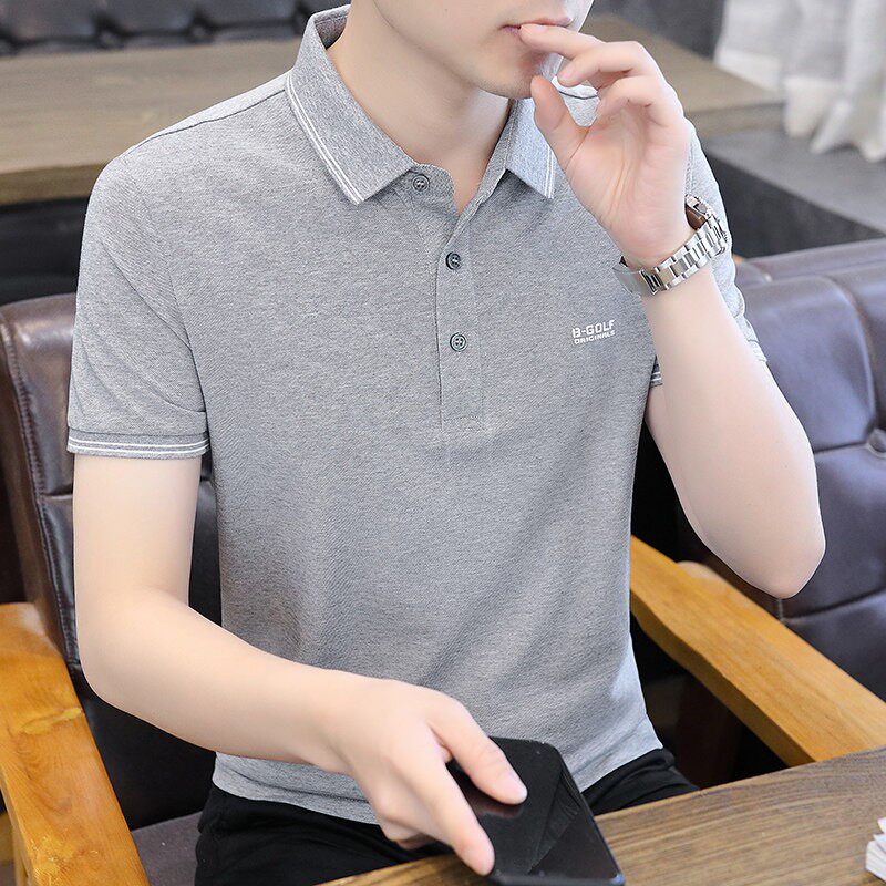 冰丝polo衫男2026夏季新款翻领男士短袖t恤男装带领半袖上衣服潮