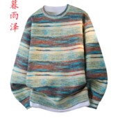 T恤 高品质长袖 彩色条纹卫衣男假两件设计青少年学生2026春季 新品