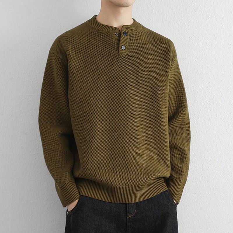 高级感纯棉亨利领毛衣男秋冬季宽松简约慵懒老钱风加厚打底针织衫,户外/登山/野营/旅行用品,作训外套/套装/野战套装,淘宝优惠券,粉丝福利购,淘宝优惠卷