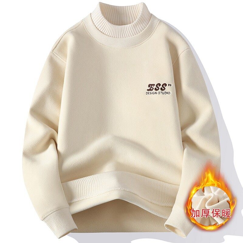 半高领卫衣男士秋冬季加绒加厚假两件打底衫潮牌刺绣冬款外套衣服,运动服/休闲服装,跑步套装,淘宝优惠券,粉丝福利购,淘宝优惠卷