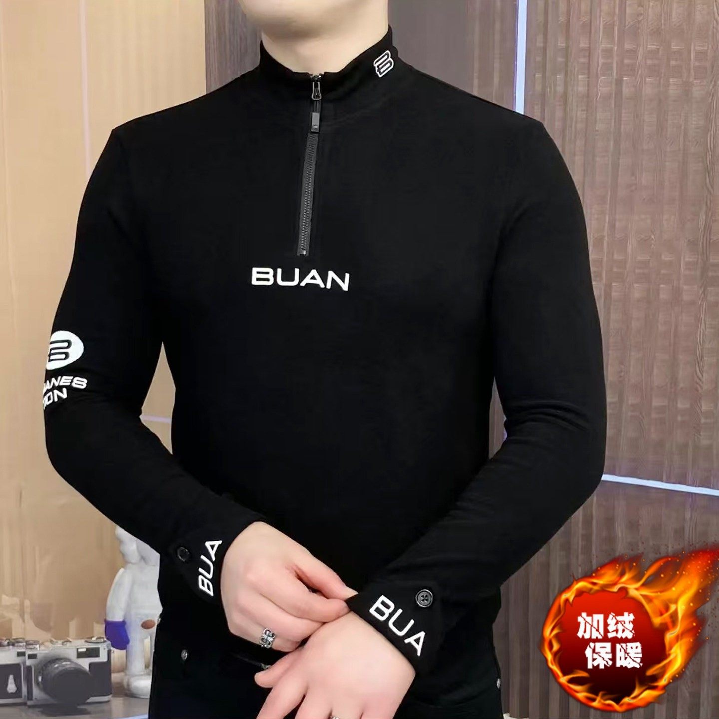 字母刺绣时尚潮流个性冬季加绒加厚卫衣男士半拉链立领打底衫上衣,户外/登山/野营/旅行用品,作训外套/套装/野战套装,淘宝优惠券,粉丝福利购,淘宝优惠卷