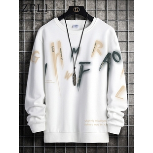 卫衣男秋冬季潮流圆领秋衣加绒加厚体恤打底衫男生休闲长袖T恤男