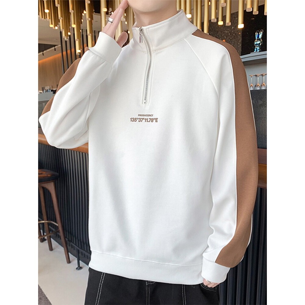 半拉链卫衣男款秋冬季潮牌套头上衣服青少年外套半高领长袖T恤男