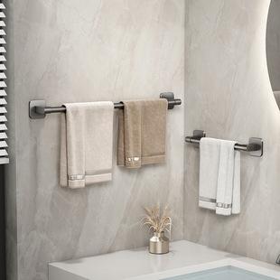 毛巾架子卫生间免打孔壁挂置物架浴室毛巾单杆厕所洗手间收纳挂架