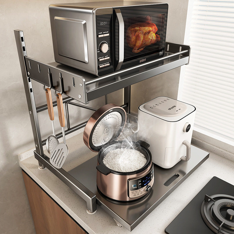 厨房微波炉置物架台面多功能可升降抽拉多层支架电饭煲烤箱收纳架,厨房/烹饪用具,微波炉置物架,淘宝优惠券,粉丝福利购,淘宝优惠卷