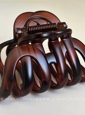 发量多抓夹Caml pra法式高端超大号发抓盘发夹深齿宽章小H鲨鱼夹