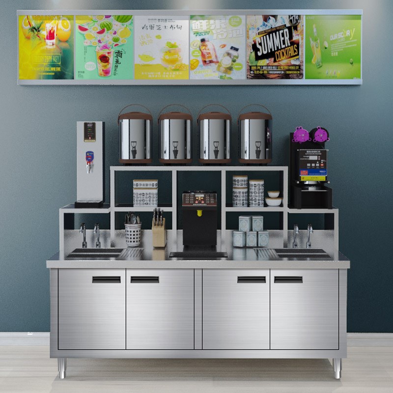东贝好乐奶茶店冷藏工作台卧室雪克台不锈钢奶茶水吧台沙拉台双温
