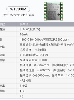 三轴位移速度幅度频率振动传感器电机水泵监测防水WT-VB02-485