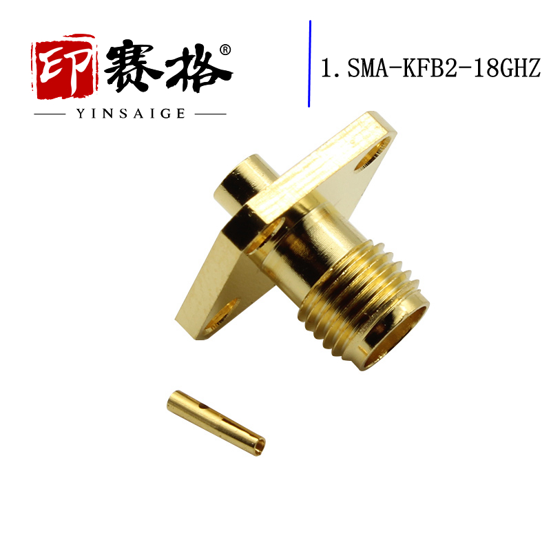 SMA-KFB2四孔方板法兰 接RG405 086半柔电缆SMA接头固定面板18GHZ