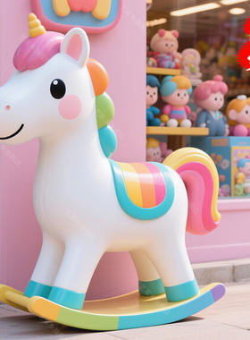 坐人独角兽梦幻彩虹飞马雕塑摆件