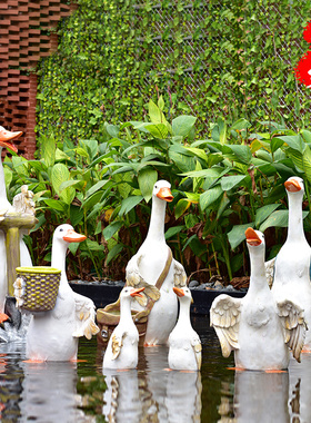 户外卡通鸭子玻璃钢雕塑花盆摆件