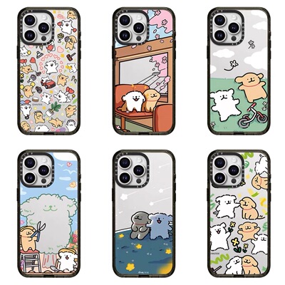 CASETi联名Maltese线条小狗插画适用于iPhone16Pro Max苹果15 14 13 12Magsafe磁吸保护壳华强北定制手机壳