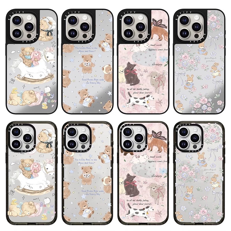 caseti华强北定制小熊乐园适用iPhone16Promax苹果15手机壳12镜面13防摔套14可爱少女心16Promax透明Plus磁吸