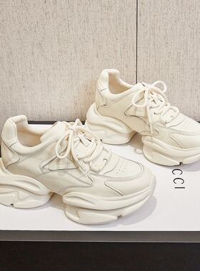 2026春夏新款年新款女鞋厚底高底白色休闲运动鞋0302z