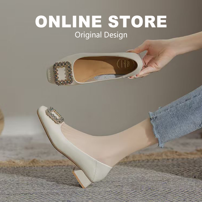 真皮粗跟奶奶鞋女软皮不累脚单鞋