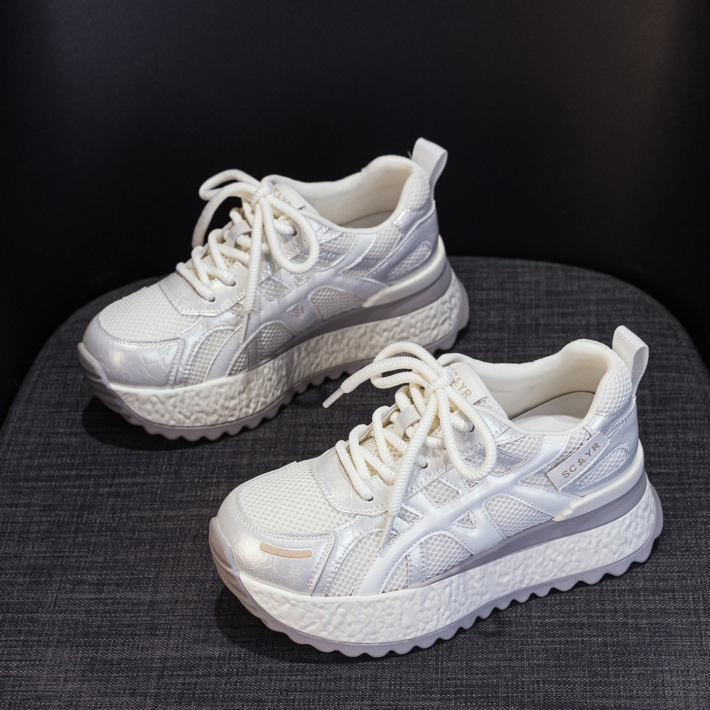 厚底小个子老爹鞋女2025秋季新款轻奢爆款休闲时尚增高运动小白鞋,女鞋,时尚休闲鞋,淘宝优惠券,粉丝福利购,淘宝优惠卷