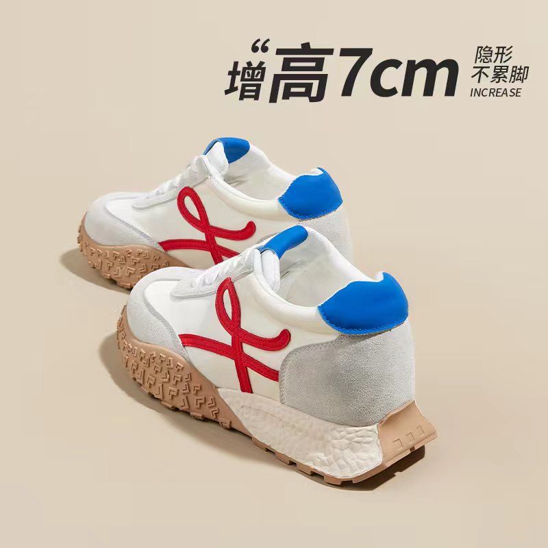 厚底7CM德训鞋女鞋2025秋冬新款保暖增高真皮阿甘鞋轻便软底休闲