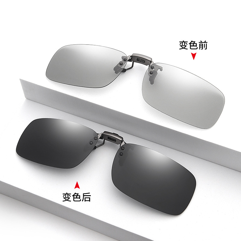 欧美eBay太阳镜夹片男女开车蛤蟆眼镜可上翻方形司机墨镜金属
