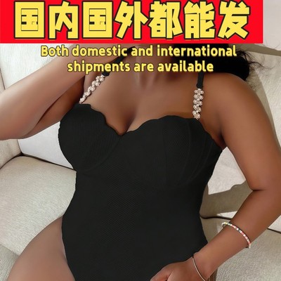 女欧美2025新款大码泳衣连体泳衣