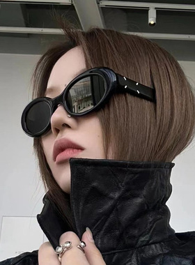 韩系时尚新款椭圆太阳眼镜女拍照