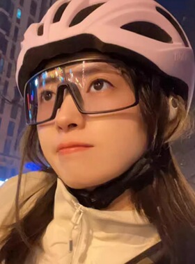方形大脸夜骑变色墨镜骑行眼镜女