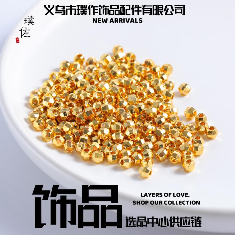 义乌市璞作饰品配件有限公司 保色包金镀真金蹦迪镭射珠切角珠兔